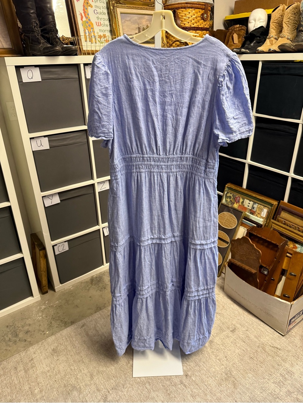 Quince Linen Light Blue Tiered Cotton Maxi Dress - Picture 3 of 7